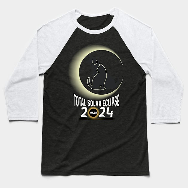 Solar Eclipse 2024 Shirt Total Eclipse April 8th 2024 Dog and cat Baseball T-Shirt by Peter smith